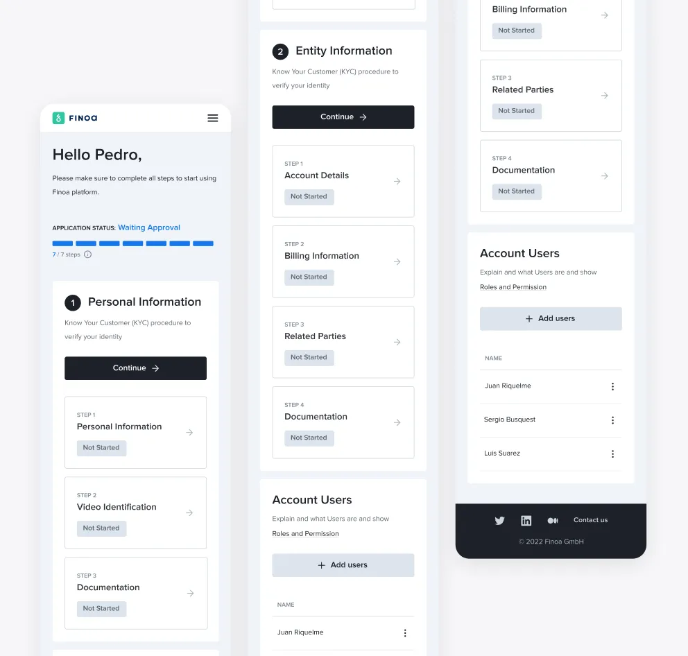 Onboarding app / Mobile version