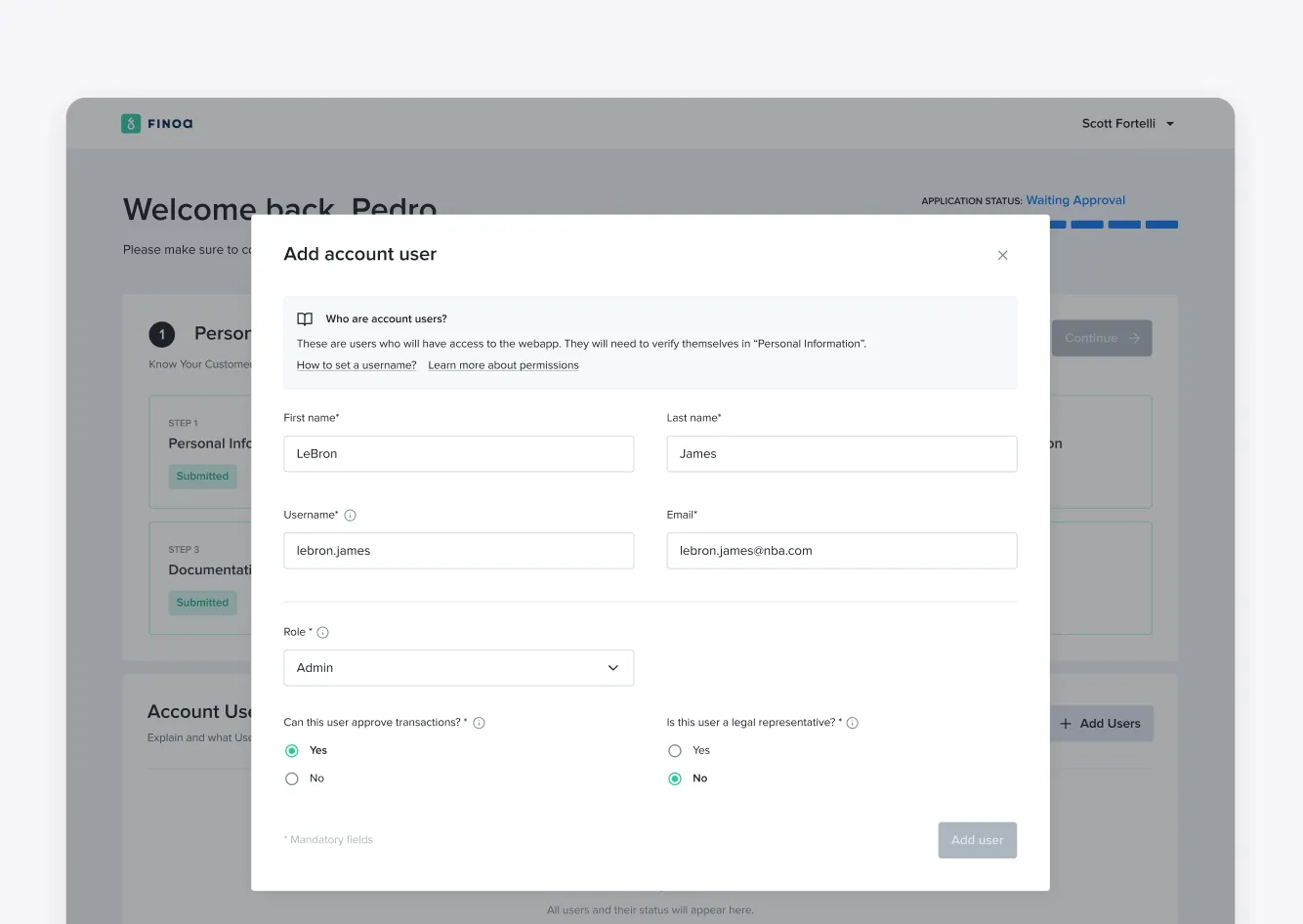 Onboarding app / Add a user