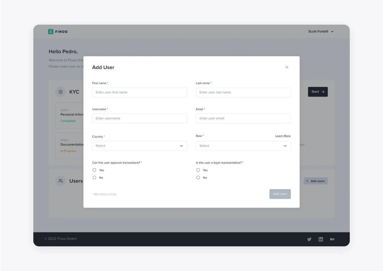 Onboarding app / Adding a user