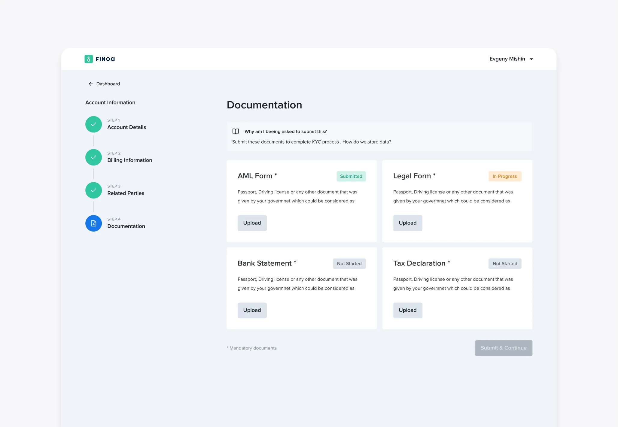 Finoa Documentation page